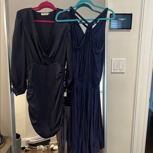 2 Ramy Brook navy  dresses Long Sleeve Cocktail Dress sleeveless midi